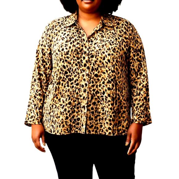 Fashion Nova Tops - Fashion Nova 3X Cheeta Print Women's Top Shirt Blouse Plus Size 22W 24W XXXL 3XL